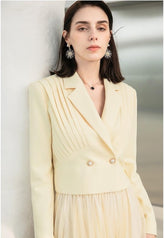 Double Breasted Crop-top Blazer with Maxi Skirt - FashionByTeresa